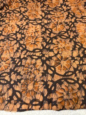 Abstract Black & Orange Batik Fabric 21" x 20" Crafting Material Sewing DIY Proj